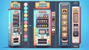 DALL·E 2024 02 03 13.03.38 – Create An Image Of A 4 3 Wide Vending Machine Designed With A ‘Catsky Jackpot’ Theme. The Vending Machine Should Be Colorful And Playful, Featuring Ca