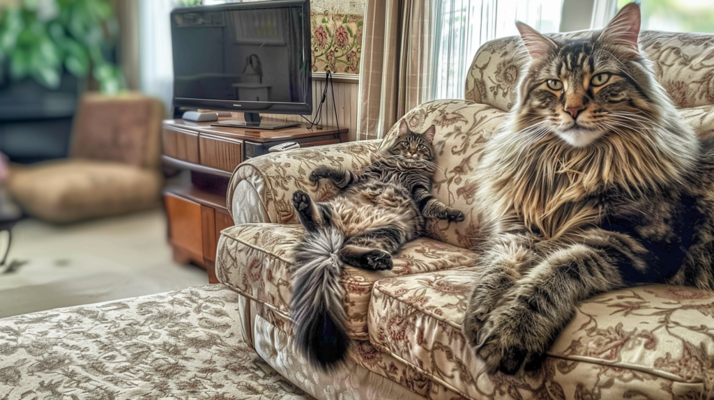 Maine Coon Cats On Couch