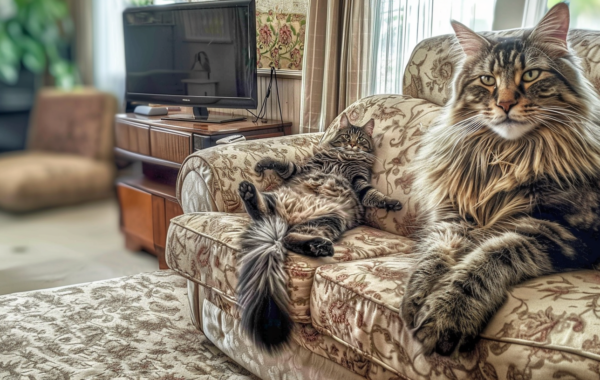 Maine Coon Cats On Couch