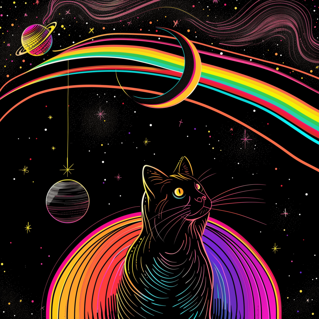 Cat Colorful Outer Space