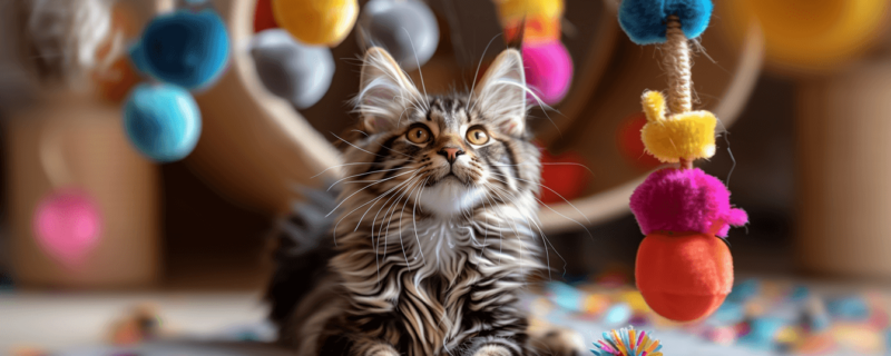 Maine Coon Playing Cat