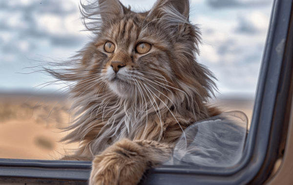 Maine Coon Riding Car