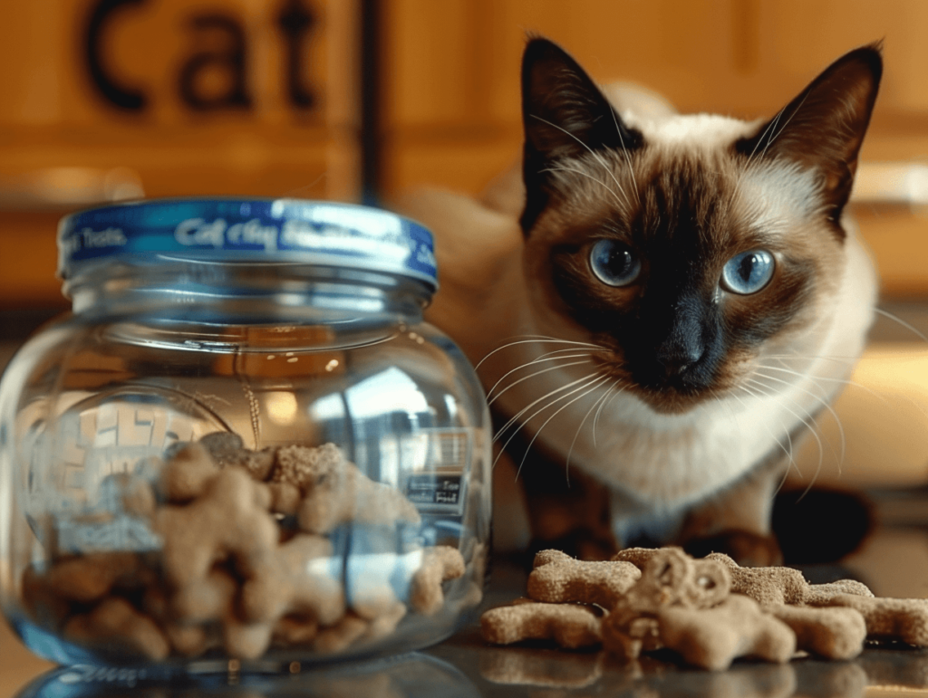 Siamese Cat Eating Cat Food