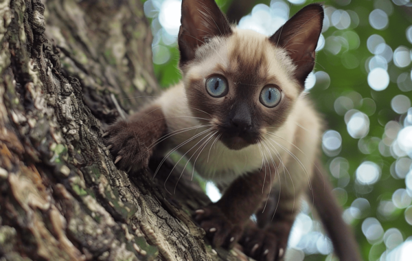 Siamese Cat Kitten In Tree 1