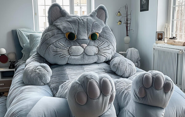 Giant Gray Cat Bed Min