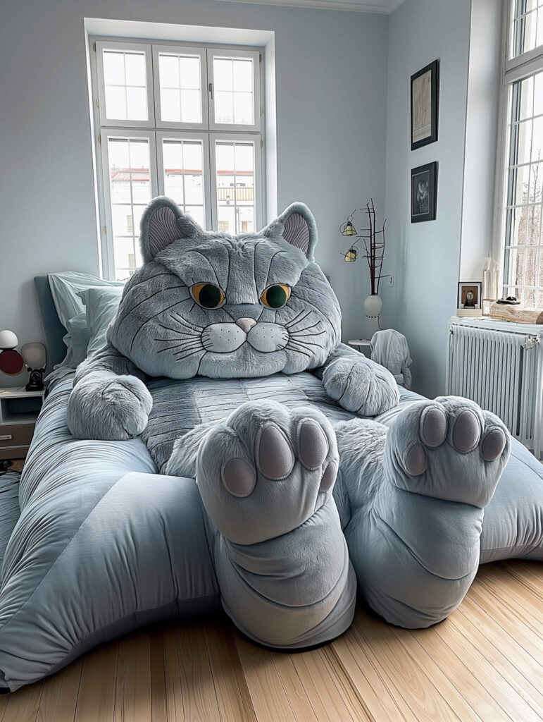 Giant Gray Cat Bed Min