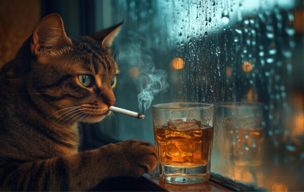 Cat Smoking And Drinking Min